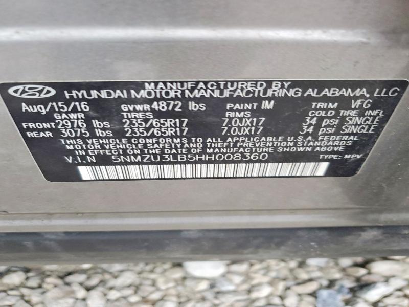 Aukcja sprzedaży 2017 Hyundai Santa Fe Sport, vin: 5NMZU3LB5HH008360, numer aukcji: 62303946