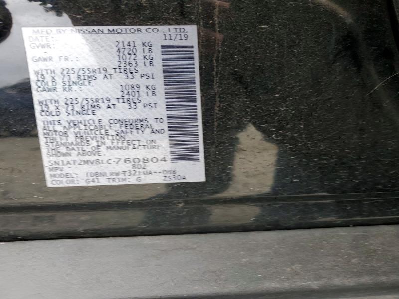 59990436 :رقم المزاد ، 5N1AT2MV8LC760804 vin ، 2020 Nissan Rogue مزاد بيع