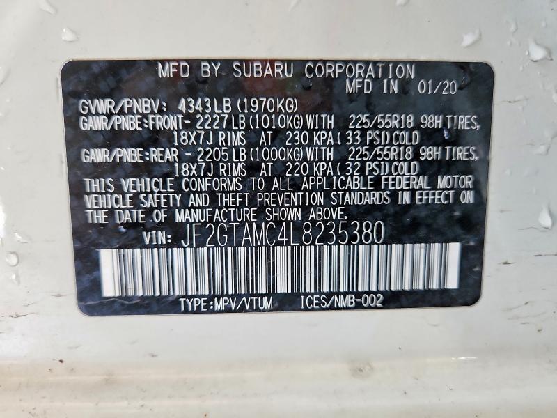 Продаж на аукціоні авто 2020 Subaru Crosstrek, vin: JF2GTAMC4L8235380, номер лоту: 62043326