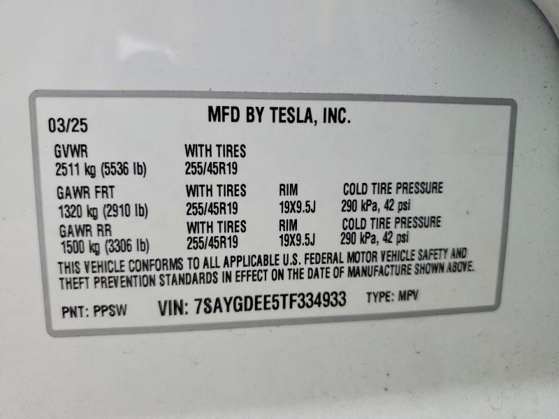2026 Tesla Model Y მანქანა იყიდება აუქციონზე, vin: 7SAYGDEE5TF334933, აუქციონის ნომერი: 61619706