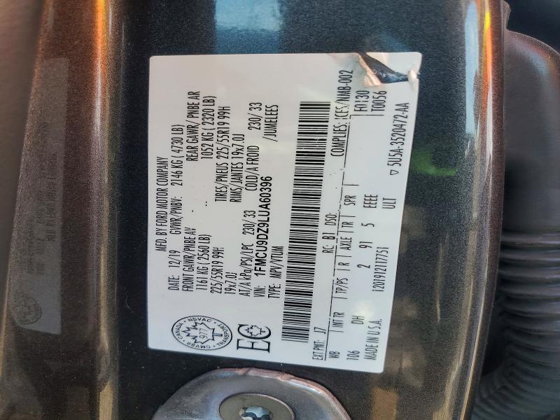 Aukcja sprzedaży 2020 Ford Escape, vin: 1FMCU9DZ9LUA60396, numer aukcji: 61722756