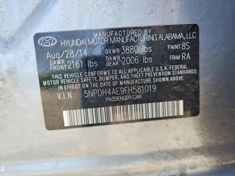 Продаж на аукціоні авто 2015 Hyundai Elantra, vin: 5NPDH4AE9FH581019, номер лоту: 62110136