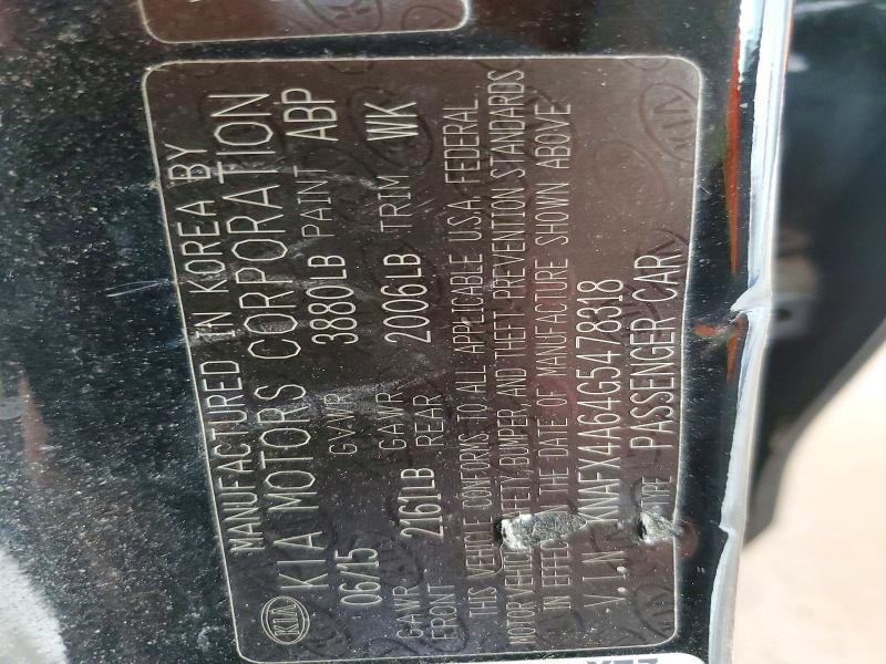 2016 Kia Forte მანქანა იყიდება აუქციონზე, vin: KNAFX4A64G5478318, აუქციონის ნომერი: 60829466