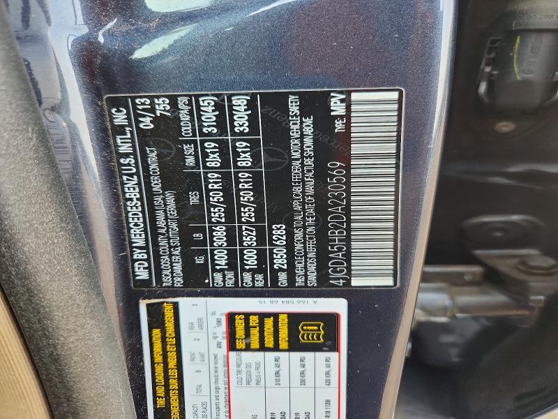 Продажа на аукционе авто 2013 Mercedes-benz M-class, vin: 4JGDA5HB2DA230569, номер лота: 60939286