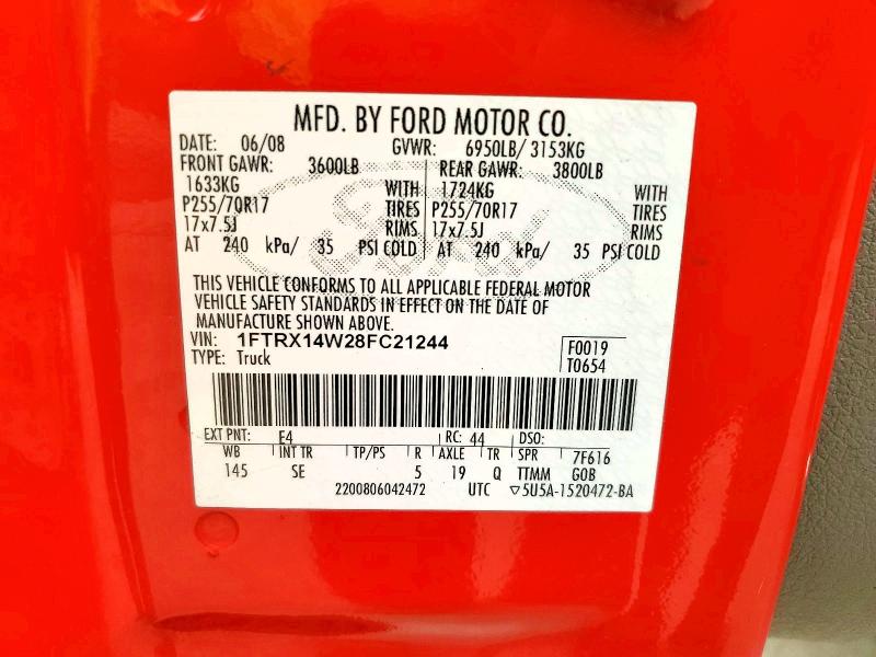 Aukcja sprzedaży 2008 Ford F150, vin: 1FTRX14W28FC21244, numer aukcji: 61509006