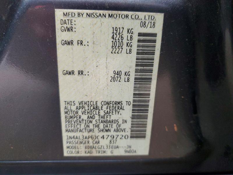 Aukcja sprzedaży 2018 Nissan Altima, vin: 1N4AL3AP6JC479720, numer aukcji: 62561676