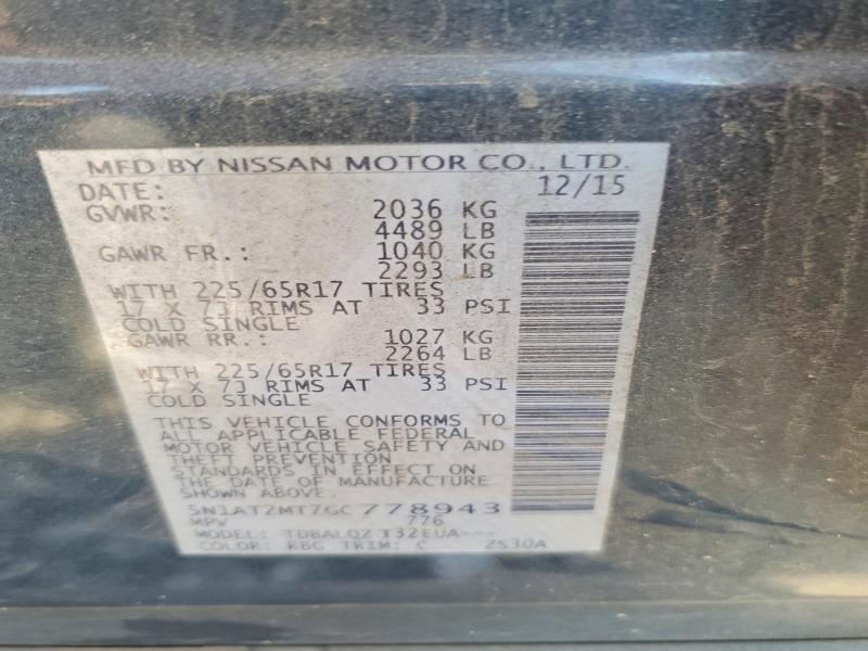 Aukcja sprzedaży 2016 Nissan Rogue, vin: 5N1AT2MT7GC778943, numer aukcji: 63307256