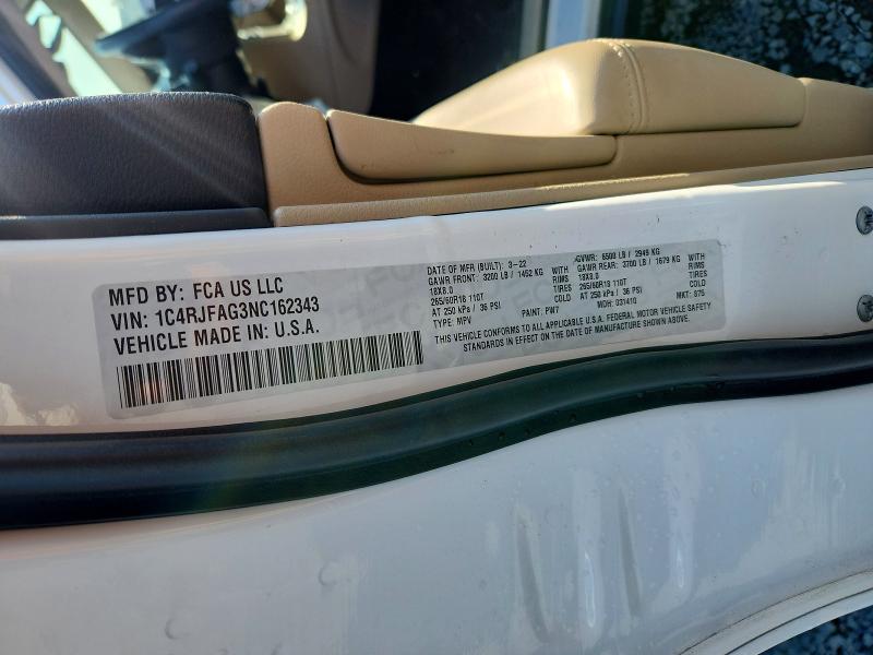 2022 Jeep Grand Cherokee მანქანა იყიდება აუქციონზე, vin: 1C4RJFAG3NC162343, აუქციონის ნომერი: 63311266