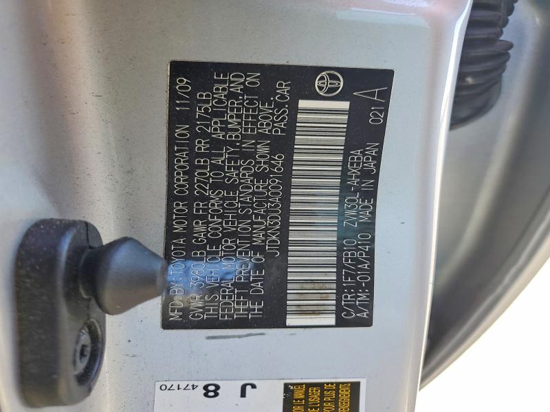 63416636 :رقم المزاد ، JTDKN3DU3A0091646 vin ، 2010 Toyota Prius مزاد بيع