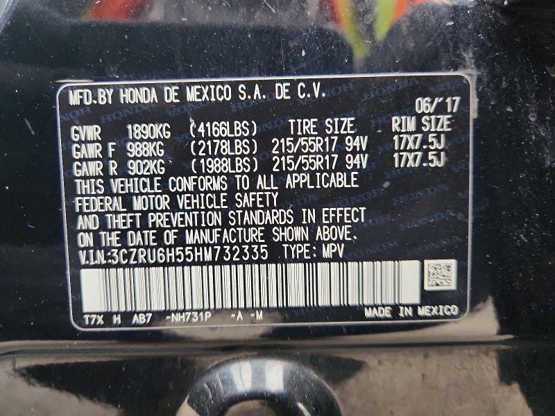Aukcja sprzedaży 2017 Honda Hr-v, vin: 3CZRU6H55HM732335, numer aukcji: 60047276