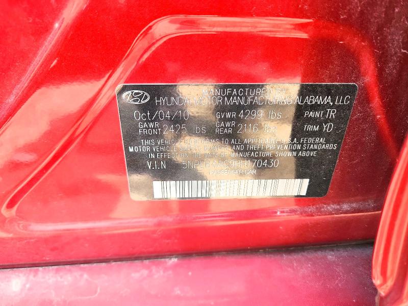 2011 Hyundai Sonata მანქანა იყიდება აუქციონზე, vin: 5NPEB4AC9BH170430, აუქციონის ნომერი: 62670666