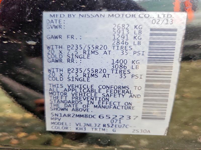 Продажа на аукционе авто 2013 Nissan Pathfinder, vin: 5N1AR2MM8DC652237, номер лота: 62581176