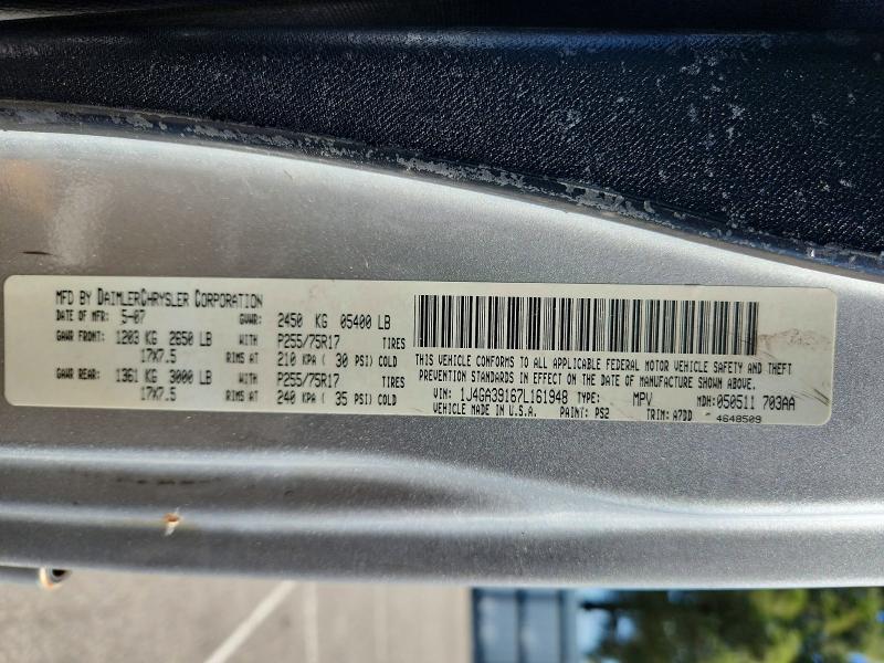 Продаж на аукціоні авто 2007 Jeep Wrangler, vin: 1J4GA39167L161948, номер лоту: 60670926