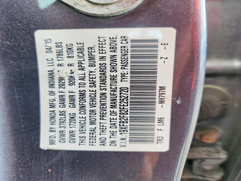 Aukcja sprzedaży 2015 Honda Civic, vin: 19XFB2F82FE252720, numer aukcji: 62643936