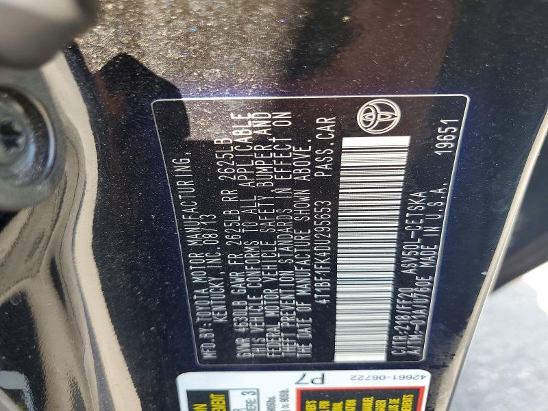 Aukcja sprzedaży 2013 Toyota Camry, vin: 4T1BF1FK4DU295653, numer aukcji: 58009776