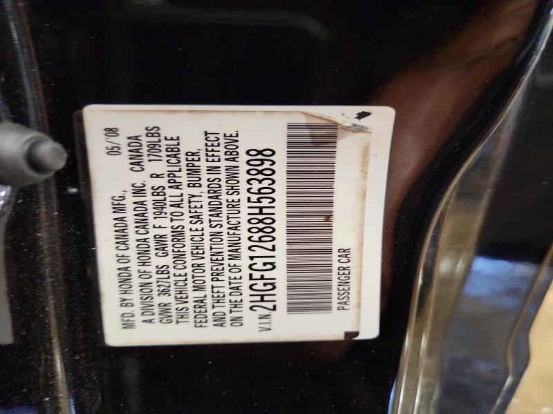 59367476 :رقم المزاد ، 2HGFG12688H563898 vin ، 2008 Honda Civic مزاد بيع