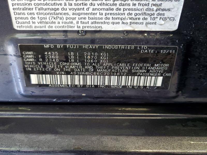 Продаж на аукціоні авто 2012 Subaru Legacy, vin: 4S3BMBC66C3019812, номер лоту: 61895186
