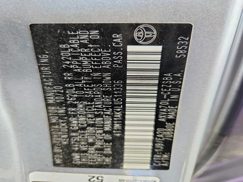 Продажа на аукционе авто 2020 Toyota Camry, vin: 4T1M11AK4LU511336, номер лота: 60636186