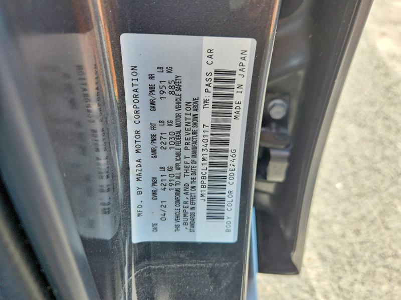 Продажа на аукционе авто 2021 Mazda 3, vin: JM1BPBCL1M1340117, номер лота: 60361566
