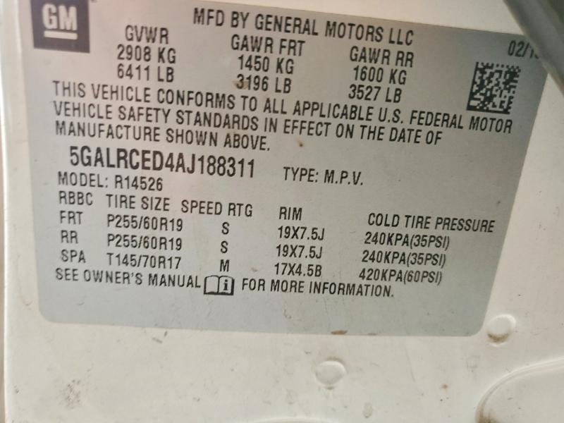 Продажа на аукционе авто 2010 Buick Enclave, vin: 5GALRCED4AJ188311, номер лота: 56179046