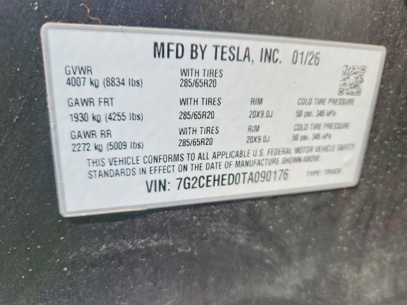 59591456 :رقم المزاد ، 7G2CEHED0TA090176 vin ، 2026 Tesla Cybertruck مزاد بيع
