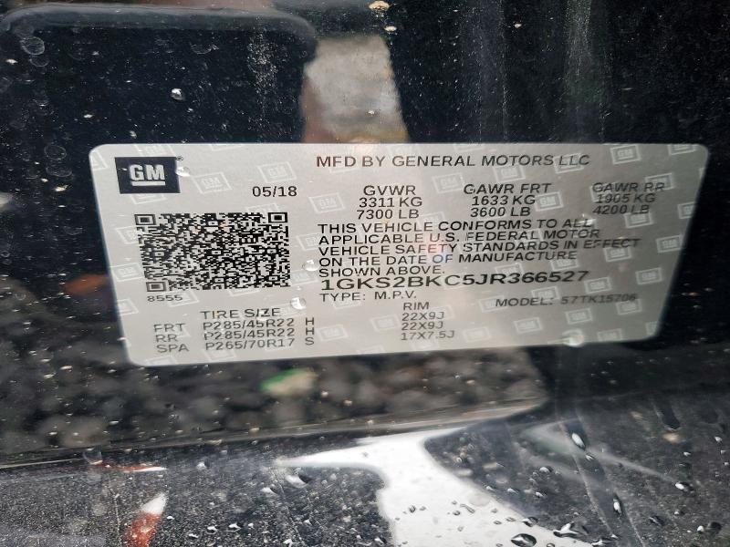 60405196 :رقم المزاد ، 1GKS2BKC5JR366527 vin ، 2018 Gmc Yukon مزاد بيع
