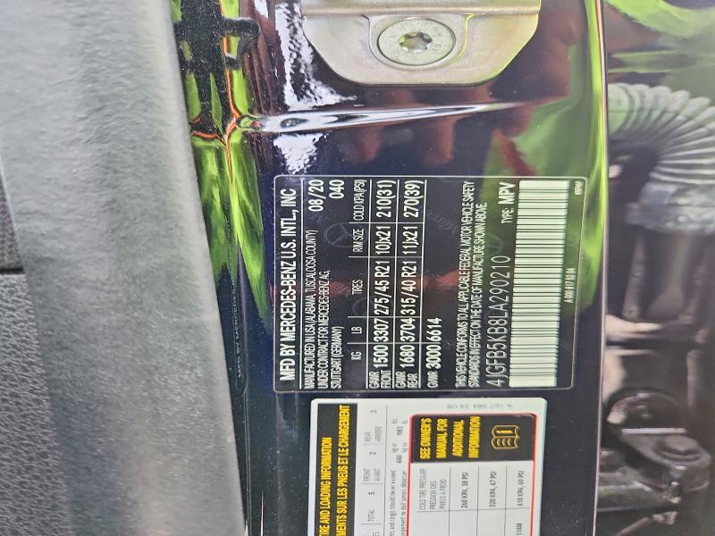 61719806 :رقم المزاد ، 4JGFB5KB8LA290210 vin ، 2020 Mercedes-benz Gle مزاد بيع