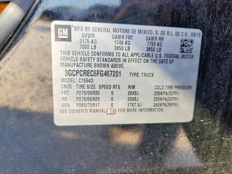 2015 Chevrolet Silverado მანქანა იყიდება აუქციონზე, vin: 3GCPCREC6FG467201, აუქციონის ნომერი: 63122096