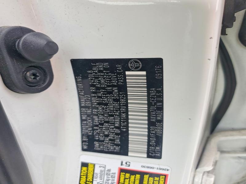 2024 Toyota Camry მანქანა იყიდება აუქციონზე, vin: 4T1C11AK1RU198251, აუქციონის ნომერი: 62896426
