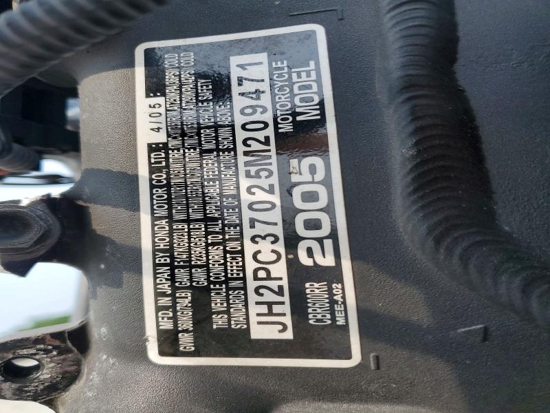 Aukcja sprzedaży 2005 Honda Cbr600, vin: JH2PC37025M209471, numer aukcji: 60972376