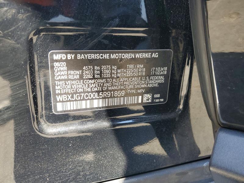 2020 Bmw X1 მანქანა იყიდება აუქციონზე, vin: WBXJG7C00L5R91859, აუქციონის ნომერი: 62347436