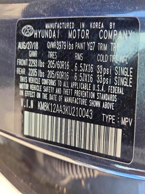 2019 Hyundai Kona მანქანა იყიდება აუქციონზე, vin: KM8K12AA3KU210043, აუქციონის ნომერი: 58933876