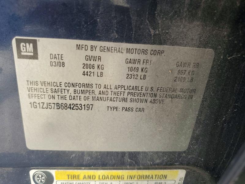 61492456 :رقم المزاد ، 1G1ZJ57B684253197 vin ، 2008 Chevrolet Malibu مزاد بيع