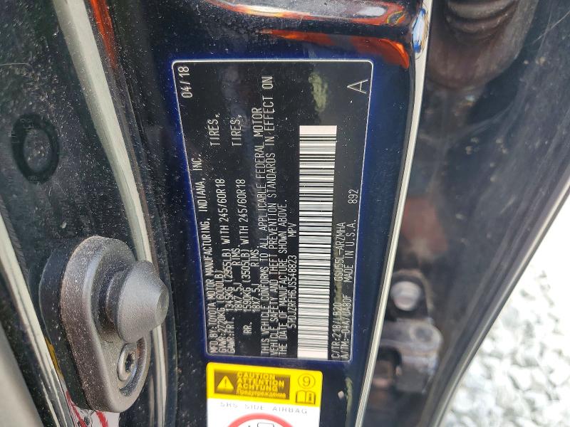 2018 Toyota Highlander მანქანა იყიდება აუქციონზე, vin: 5TDJZRFH6JS548823, აუქციონის ნომერი: 62974976