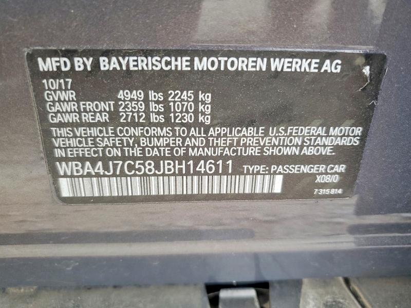 Продаж на аукціоні авто 2018 Bmw 440xi, vin: WBA4J7C58JBH14611, номер лоту: 59191396