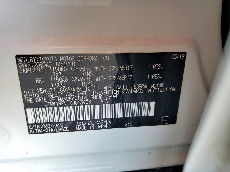 Продажа на аукционе авто 2019 Toyota Rav4, vin: JTMW1RFV1KJ013903, номер лота: 61059046