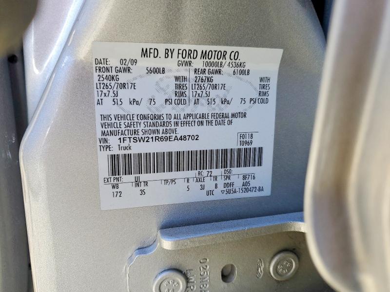 Продаж на аукціоні авто 2009 Ford F250, vin: 1FTSW21R69EA48702, номер лоту: 62973806