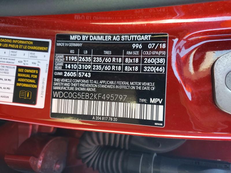 Aukcja sprzedaży 2019 Mercedes-benz Glc, vin: WDC0G5EB2KF495797, numer aukcji: 60061806