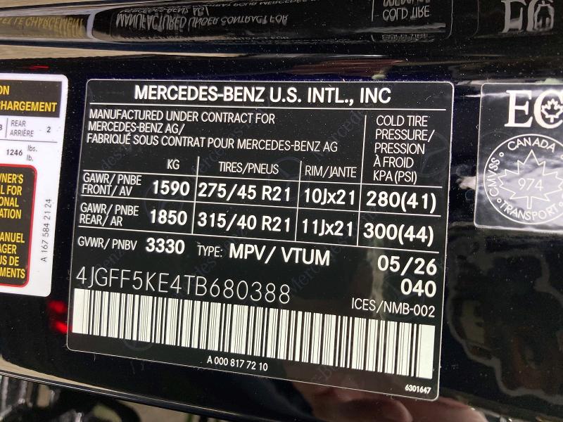 2026 Mercedes-benz Gls მანქანა იყიდება აუქციონზე, vin: 4JGFF5KE4TB680388, აუქციონის ნომერი: 61669236