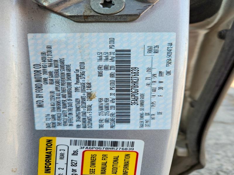 Auction sale of the 2017 Ford Fusion, vin: 3FA6P0G78HR276839, lot number: 61818376