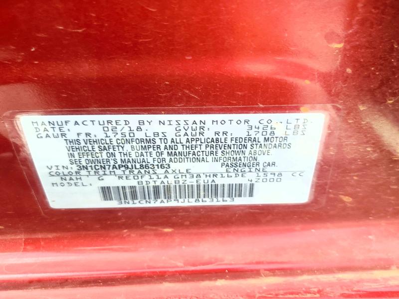 Продажа на аукционе авто 2018 Nissan Versa, vin: 3N1CN7AP9JL863163, номер лота: 60135216