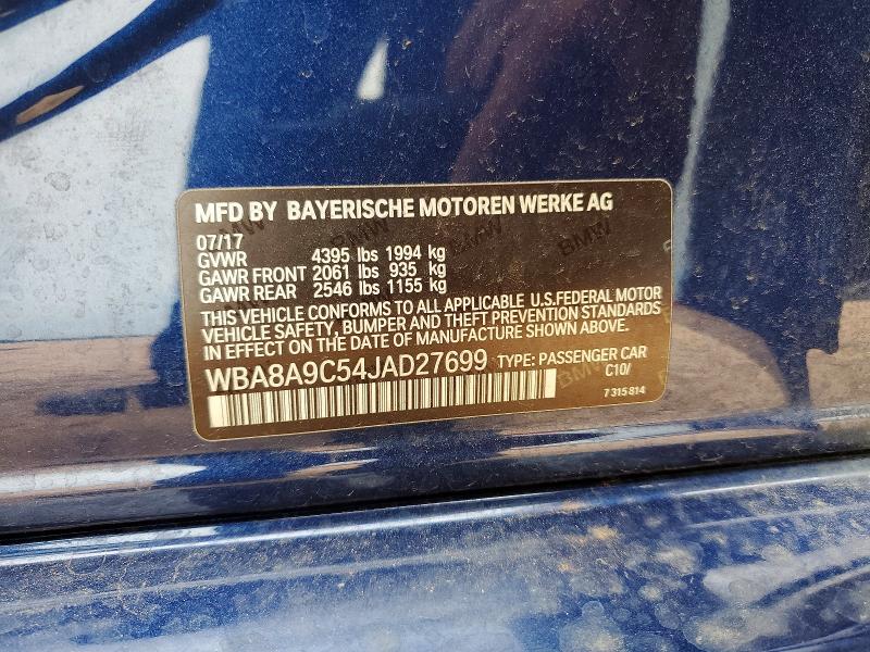 Aukcja sprzedaży 2018 Bmw 320, vin: WBA8A9C54JAD27699, numer aukcji: 62254816