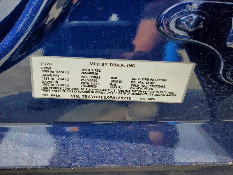 Продаж на аукціоні авто 2023 Tesla Model Y, vin: 7SAYGDEEXPA186216, номер лоту: 60029016