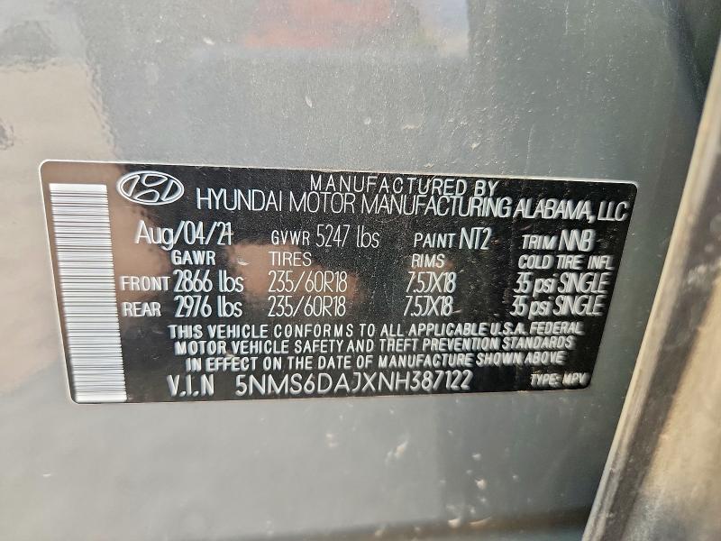 Продаж на аукціоні авто 2022 Hyundai Santa Fe, vin: 5NMS6DAJXNH387122, номер лоту: 60999466