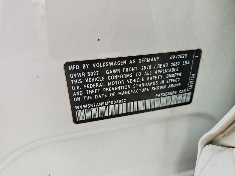 Aukcja sprzedaży 2021 Volkswagen Arteon, vin: WVWSR7AN9ME003022, numer aukcji: 60655356