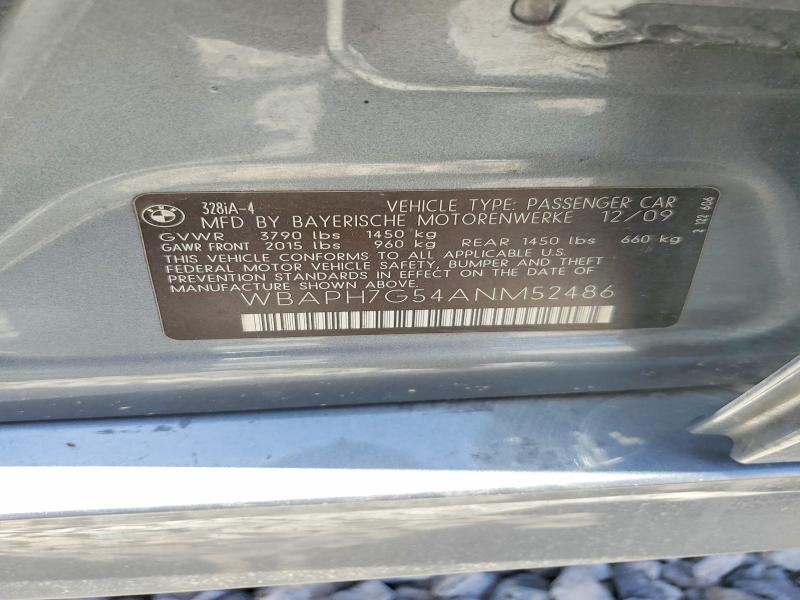 60896756 :رقم المزاد ، WBAPH7G54ANM52486 vin ، 2010 Bmw 328 مزاد بيع