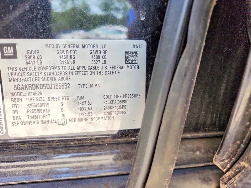 61970826 :رقم المزاد ، 5GAKRDKD5DJ155652 vin ، 2013 Buick Enclave مزاد بيع