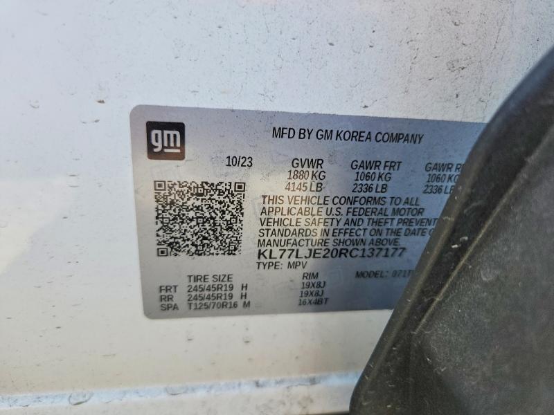 2024 Chevrolet Trax მანქანა იყიდება აუქციონზე, vin: KL77LJE20RC137177, აუქციონის ნომერი: 60427786
