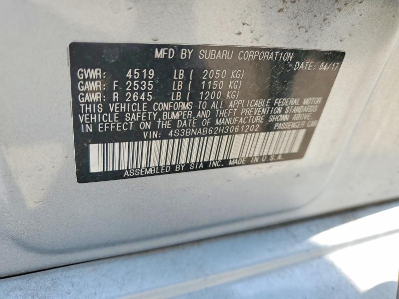 Продаж на аукціоні авто 2017 Subaru Legacy, vin: 4S3BNAB62H3061202, номер лоту: 60046116