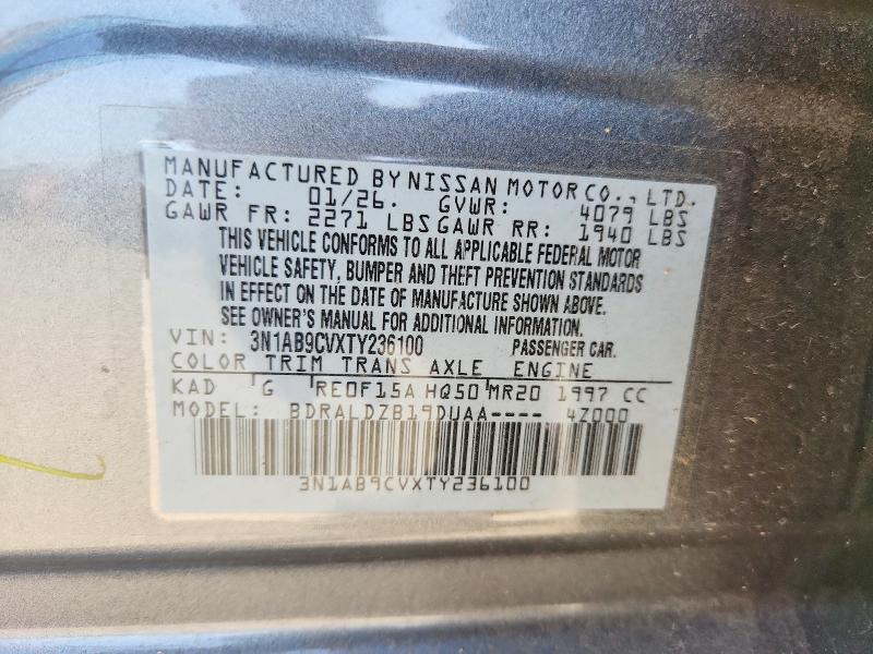 2026 Nissan Sentra მანქანა იყიდება აუქციონზე, vin: 3N1AB9CVXTY236100, აუქციონის ნომერი: 61317466